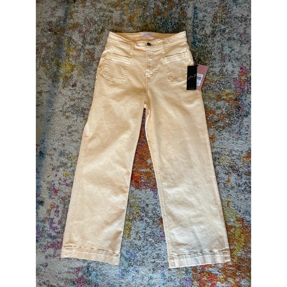JEN7 by 7 For All Mankind Patch Pocket‎ Mid Rise Crop Wide Leg Jeans Size 2